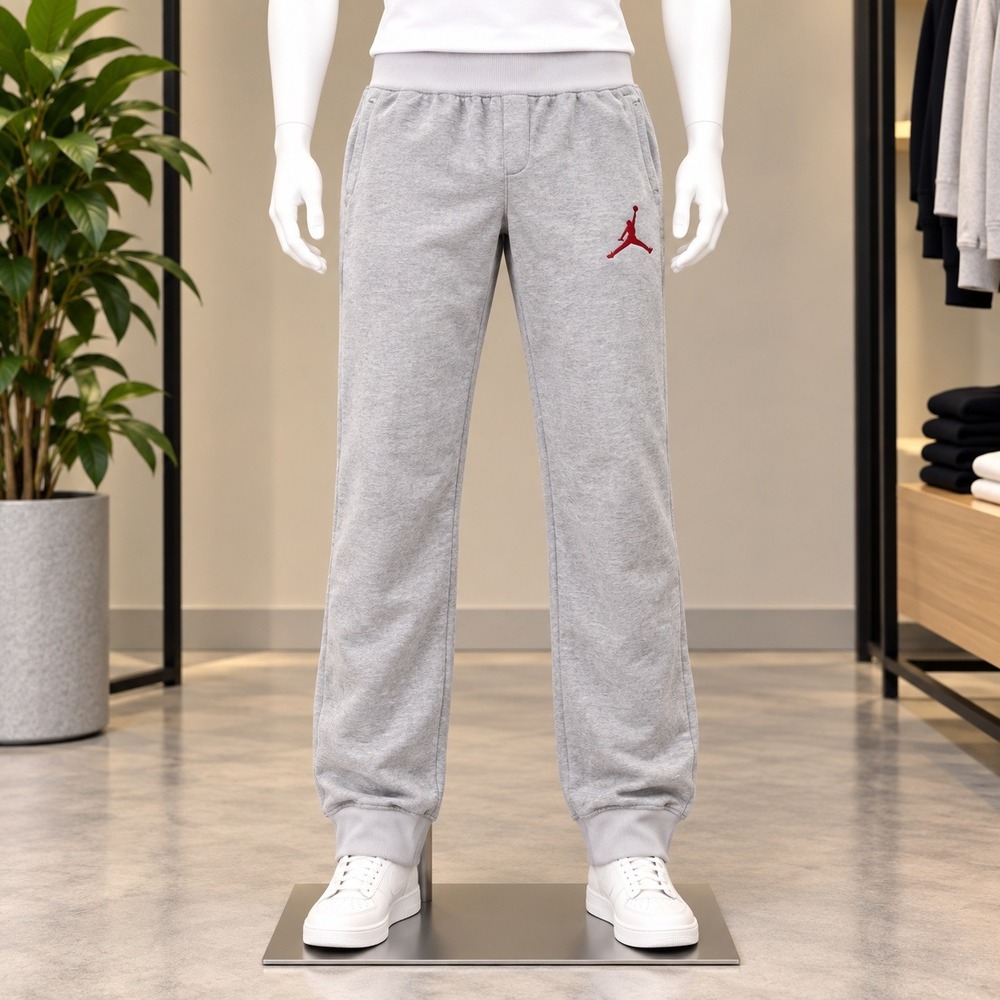 Jordan Therma-FIT Jogger Pants Boys Large L Grey Red Jumpman Mesh Knit Fleece